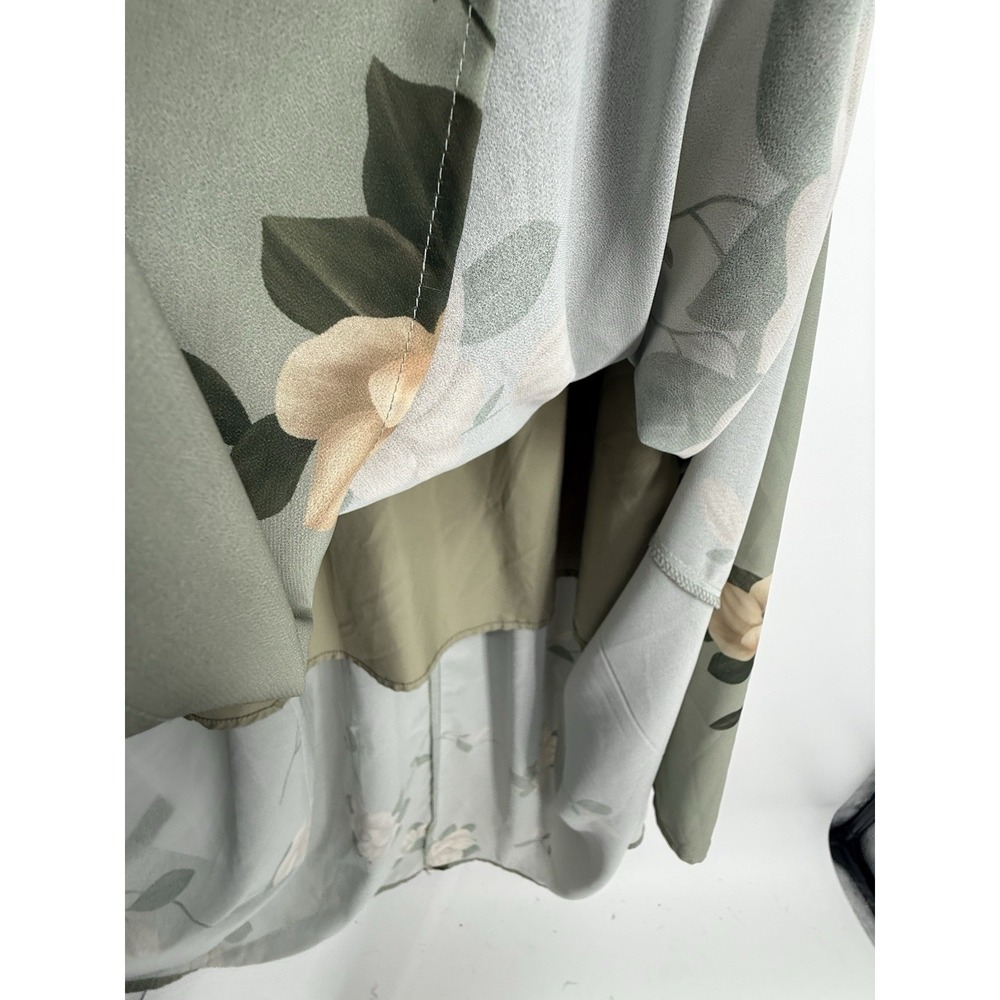 Anrabess Sage Green Floral Maxi Dress Faux Wrap V-Neck Cottagecore Boho M - Picture 6 of 7